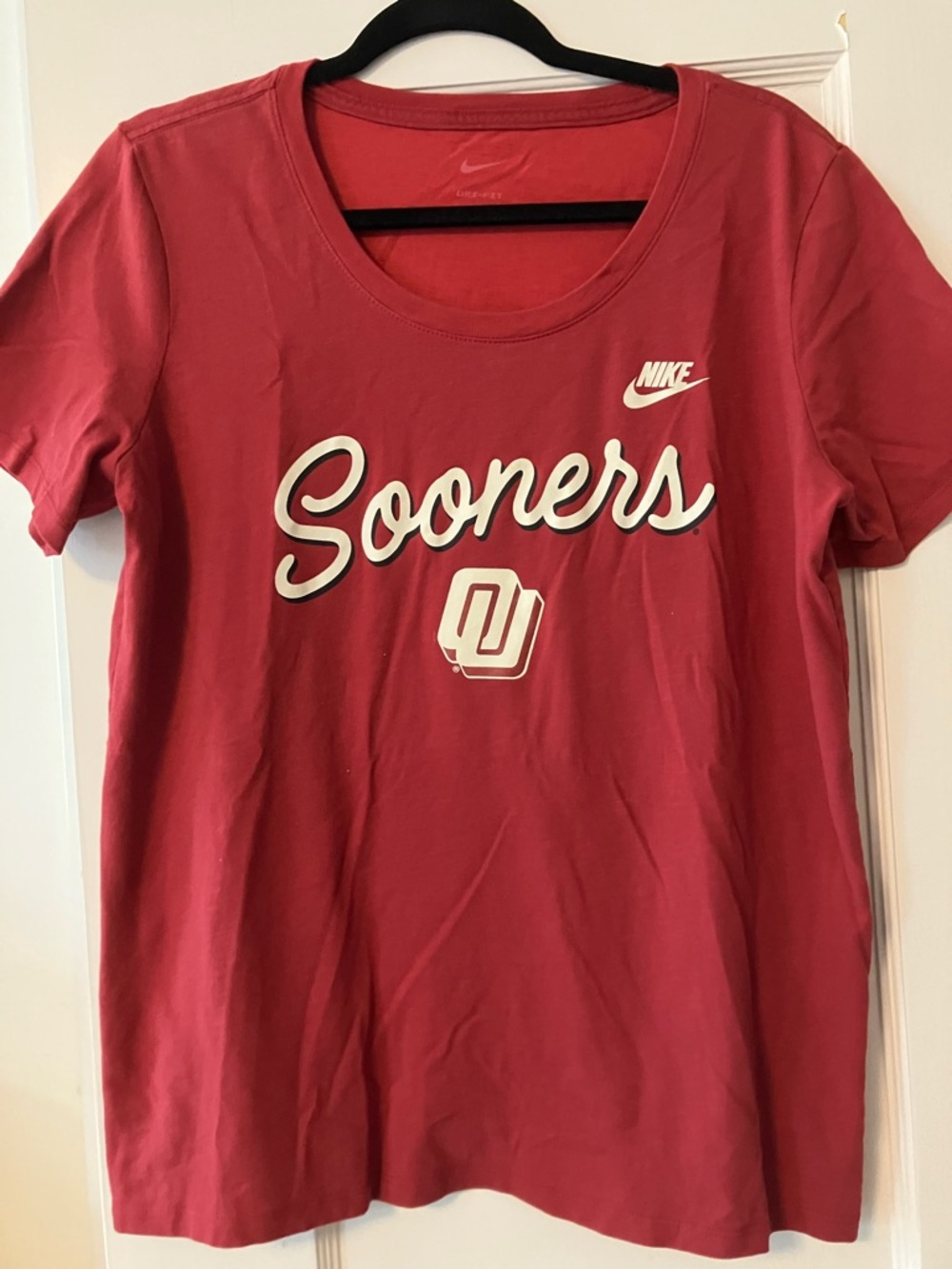 Nike Tee Oklahoma OU Sooners Dri-Fit Scoop Neck Crimson Women’s Large Dri Fit